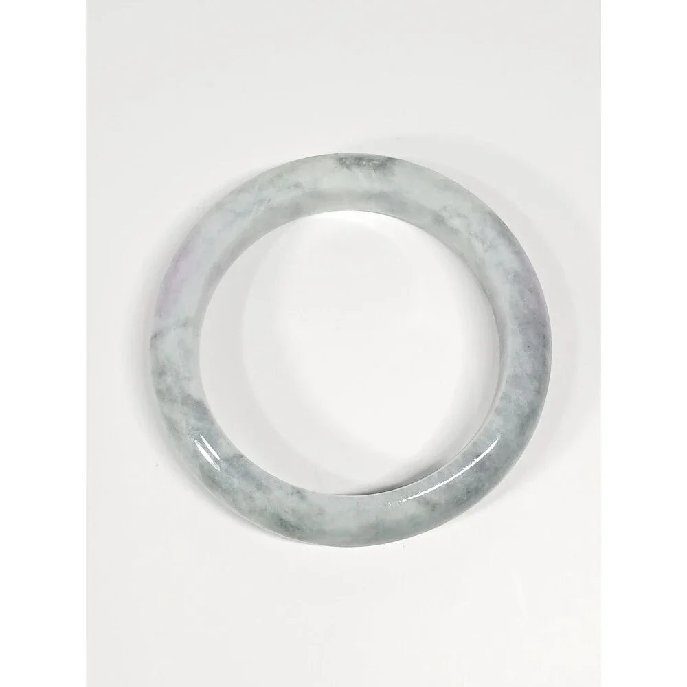 Smoky White Jadeite Bangle 67mm Lavender Veins